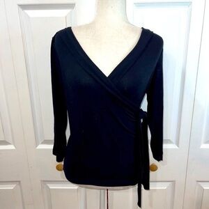Cabi Black Wrap V-Neck Blouse